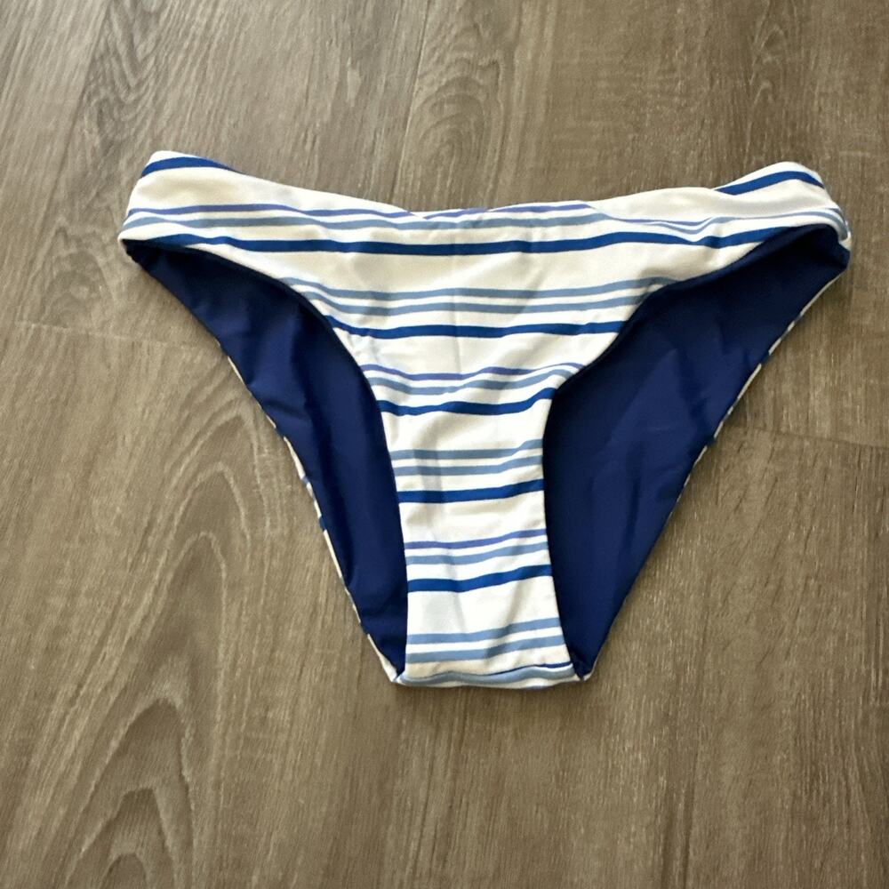 Cupshe Changing Tide Bikini Bottom Reversible Blue‎ Striped Size Small New